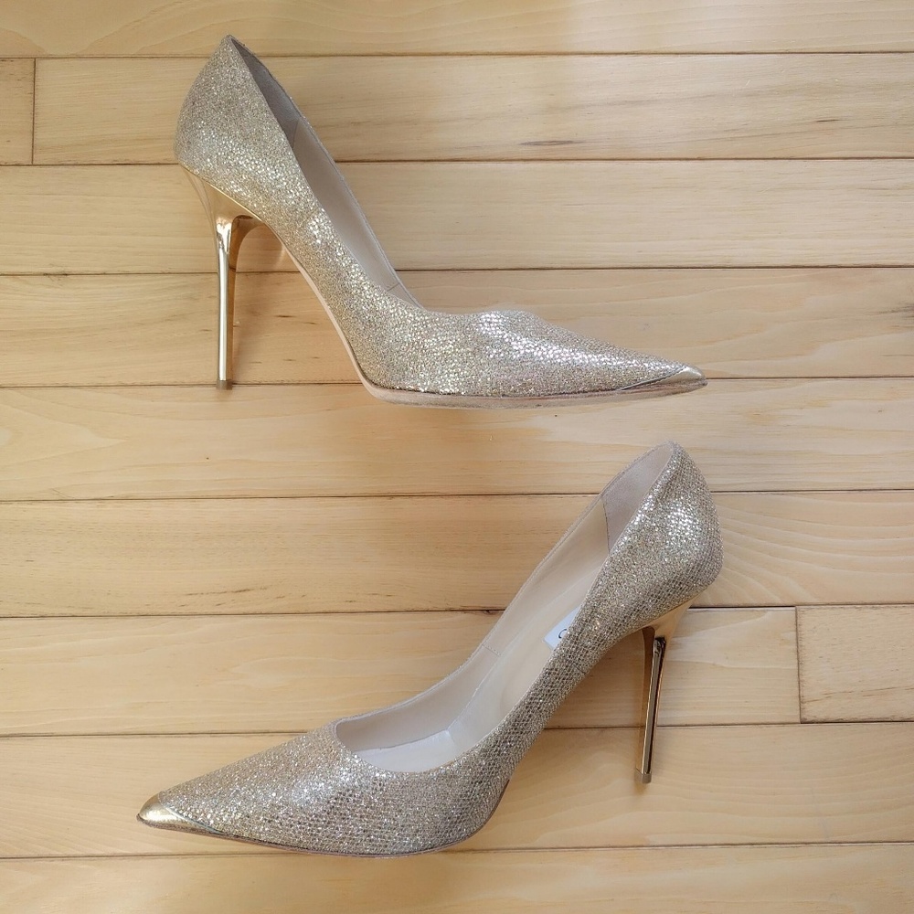 ⛔SOLD⛔ Jimmy Choo Gold Glitter Wedding Abel Pump - Picture 1 of 6